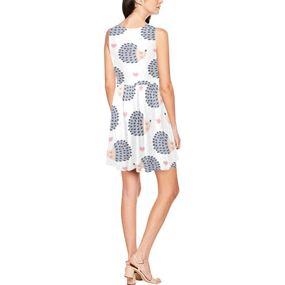 Hedgehog Baby Pattern Print Design 03 Sleeveless Dress