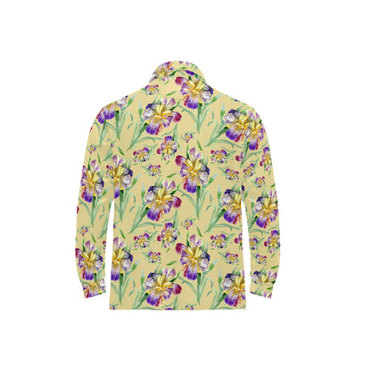 Iris Pattern Print Design IR06 Long Sleeve Polo Shirt For Men's