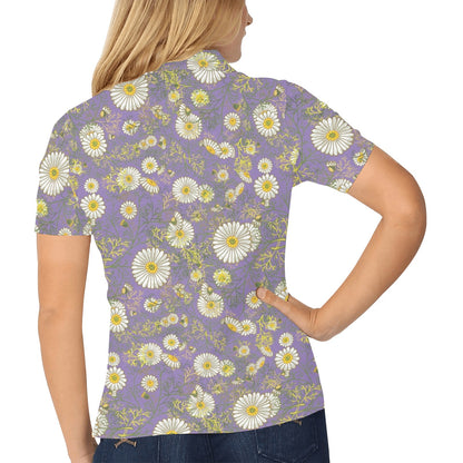 Daisy Pattern Print Design DS011 Women's Polo Shirt