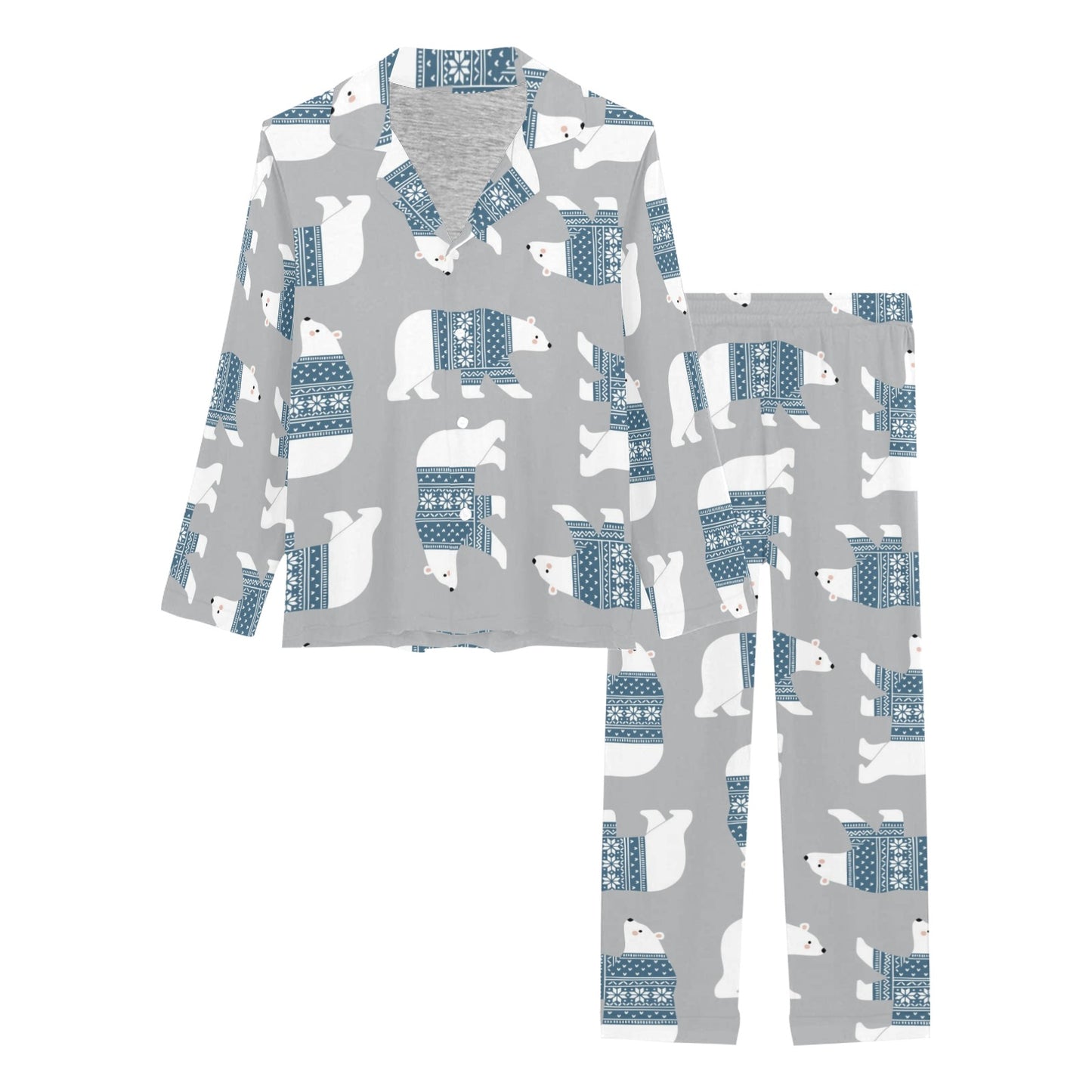 Polar Bear Pattern Print Design A03 Women's Long Pajama Set
