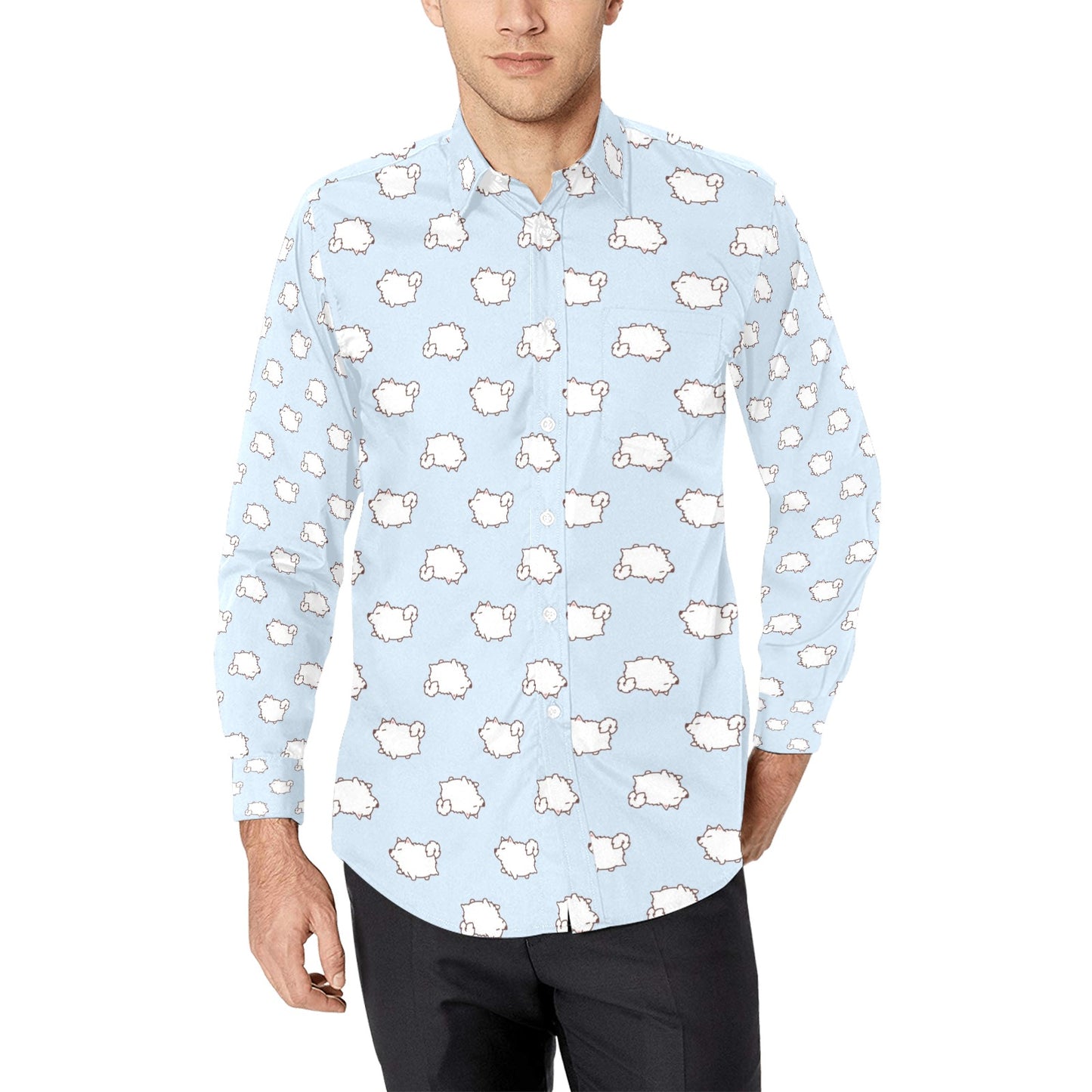 Samoyeds Print Design LKS301 Men's Long Sleeve Dress Shirt