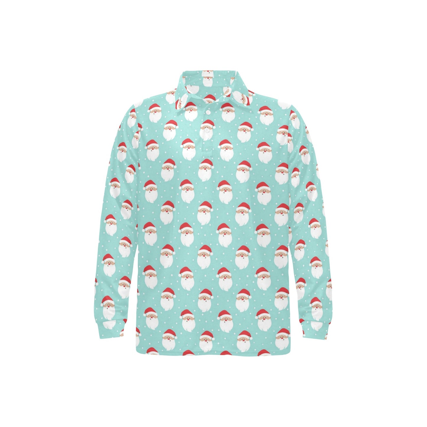 Santa Print Design LKS308 Long Sleeve Polo Shirt For Men's