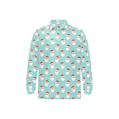 Santa Print Design LKS308 Long Sleeve Polo Shirt For Men's