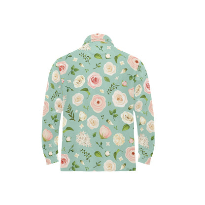 Lisianthus Pattern Print Design 01 Long Sleeve Polo Shirt For Men's