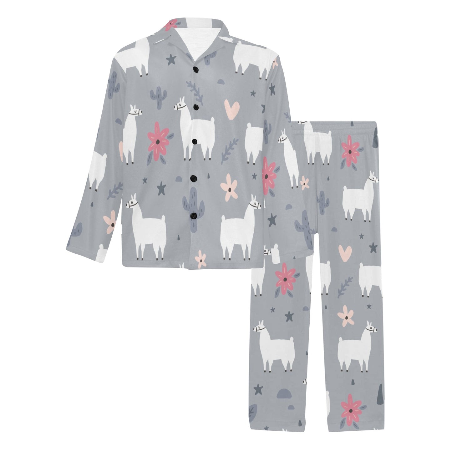 Llama Pattern Print Design 010 Men's Long Pajama Set