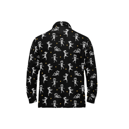 Mummy Cute Print Design LKS301 Long Sleeve Polo Shirt For Men's