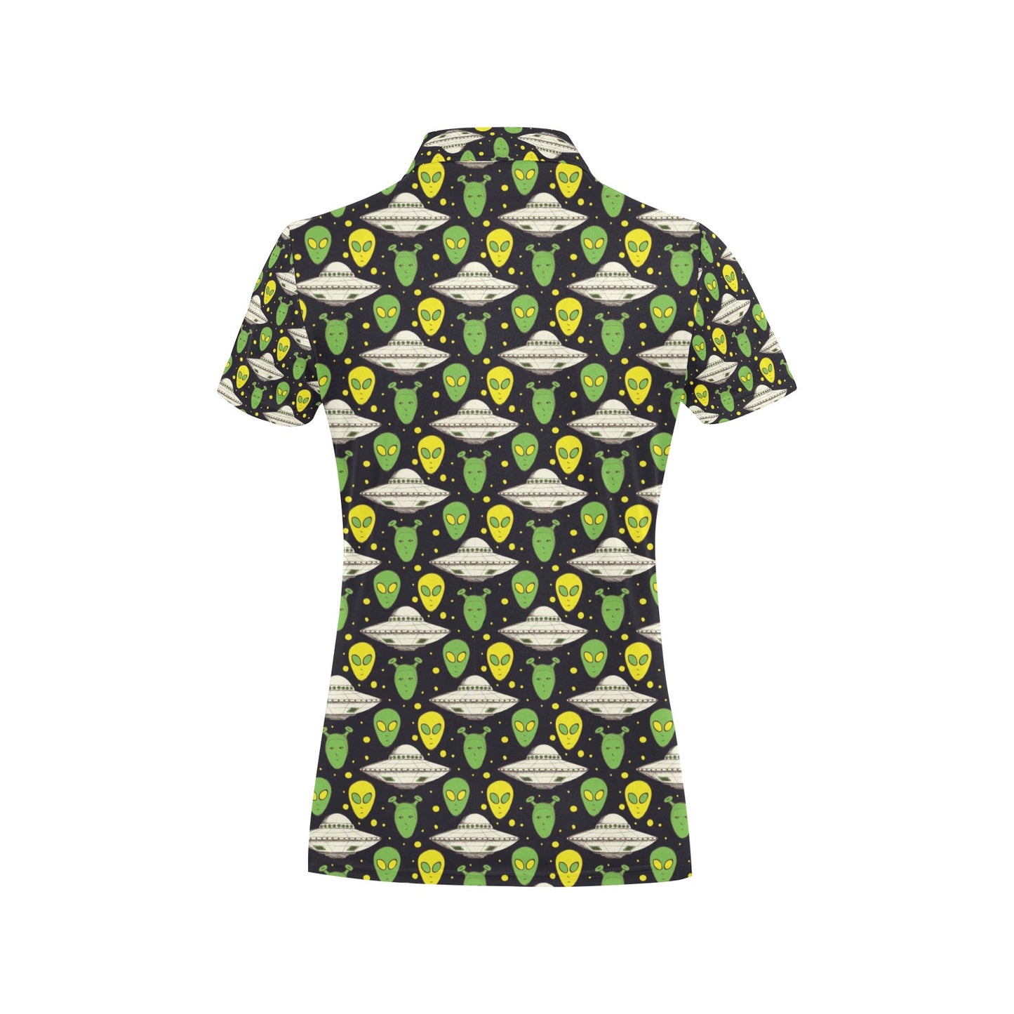 Alien UFO Pattern Women's Polo Shirt