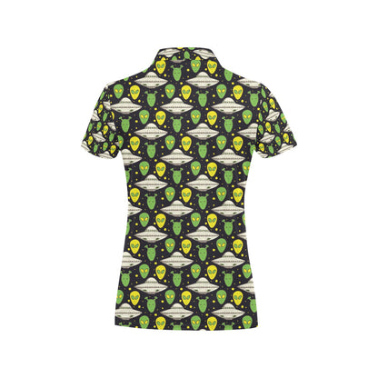 Alien UFO Pattern Women's Polo Shirt