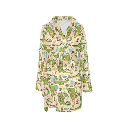 Alligator Pattern Print Design 01 Women's Fleece Robe