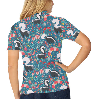 Skunk Print Design LKS302 Women's Polo Shirt