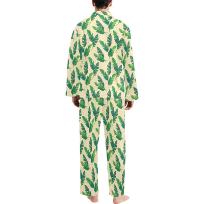 Banana Leaf Pattern Print Design 01 Men's Long Pajama Set