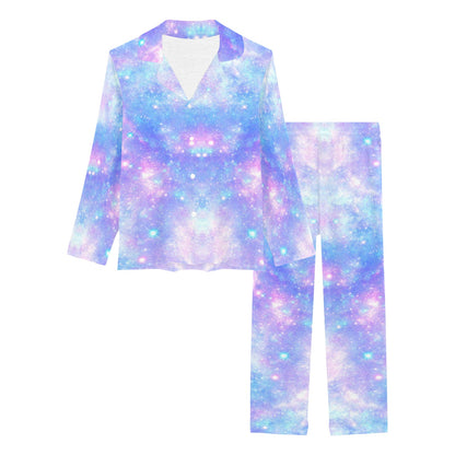 Galaxy Stardust Pastel Color Print Women's Long Pajama Set