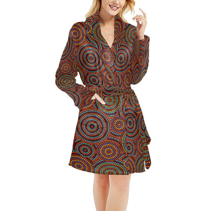Aboriginal Print Design LKS403 Women's Fleece Robe
