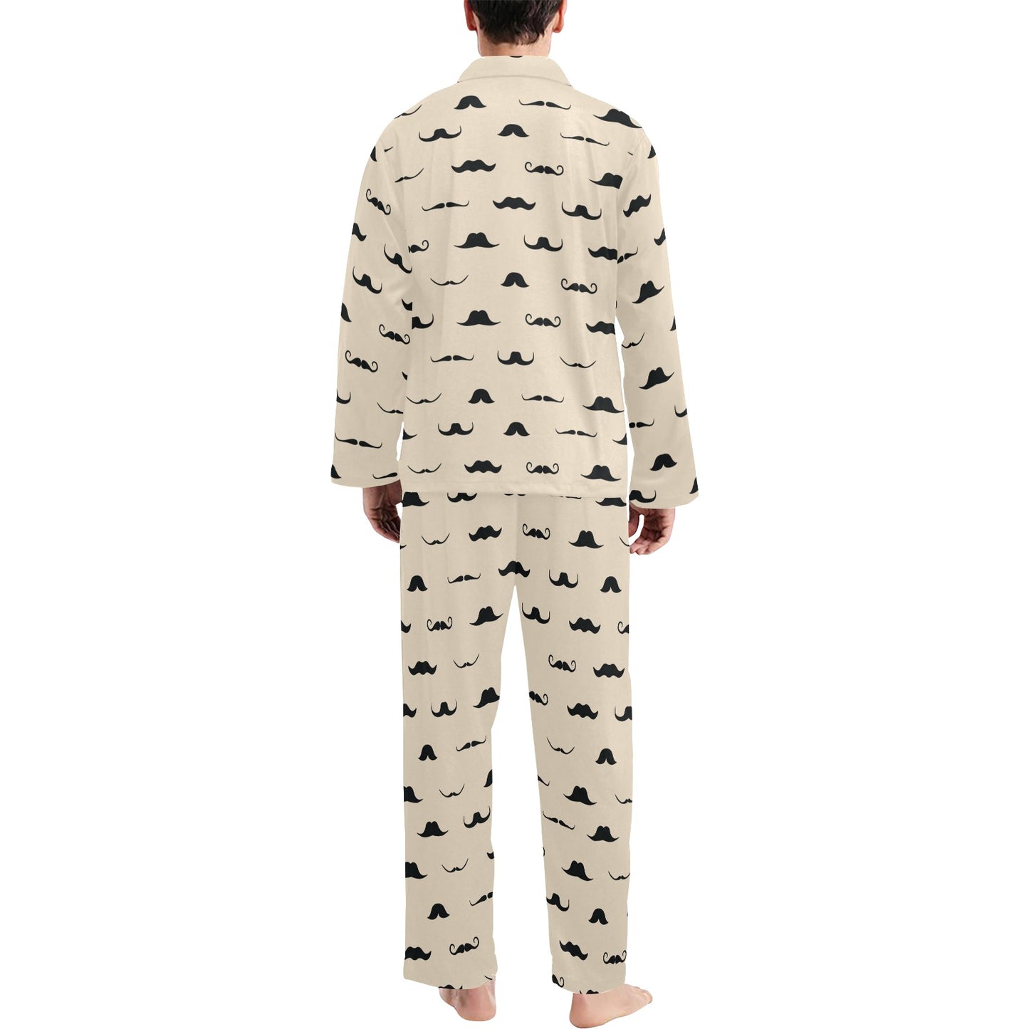 Mustache Pattern Print Design A03 Men's Long Pajama Set