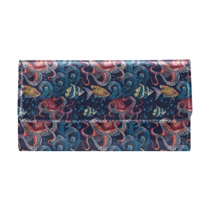 Underwater Giant Squid Print Design LKS302 Women's Trifold Wallet