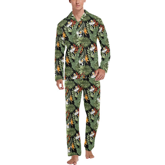 Bird Of Paradise Pattern Print Design 02 Men's Long Pajama Set