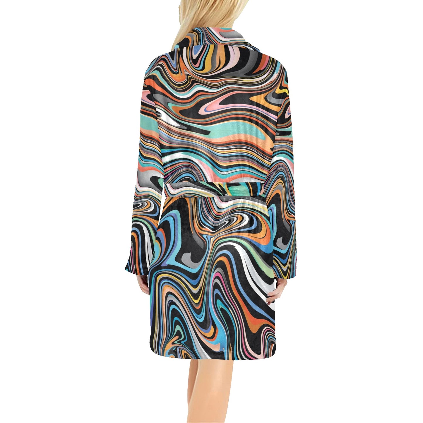 Liquid Pattern Print Design 02 Women's Fleece Robe