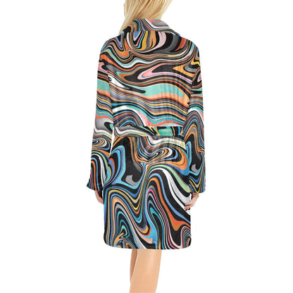Liquid Pattern Print Design 02 Women's Fleece Robe