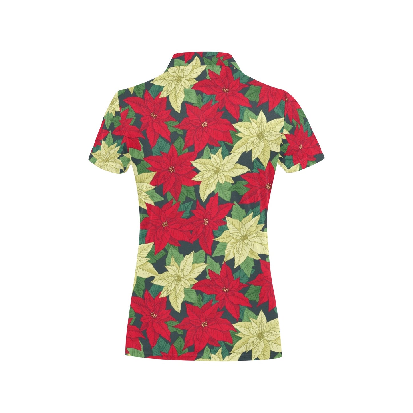 Poinsettia Pattern Print Design POT06 Women's Polo Shirt