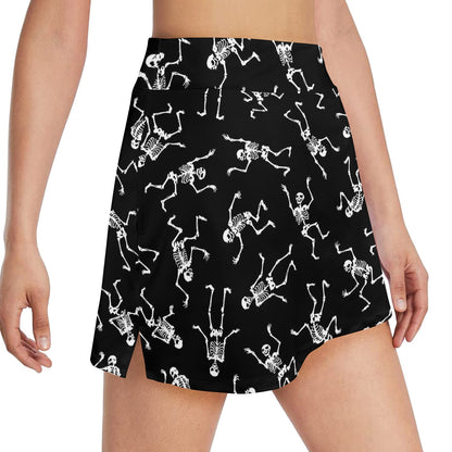 Skeleton Print Design LKS305 17" Golf & Pickleball Skort with Pockets