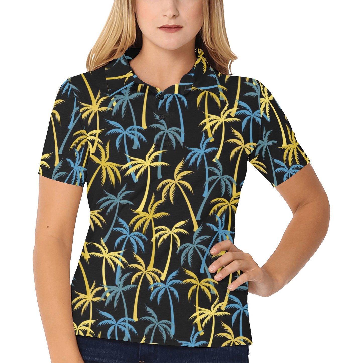 Palm Tree Pattern Women's Polo Shirt