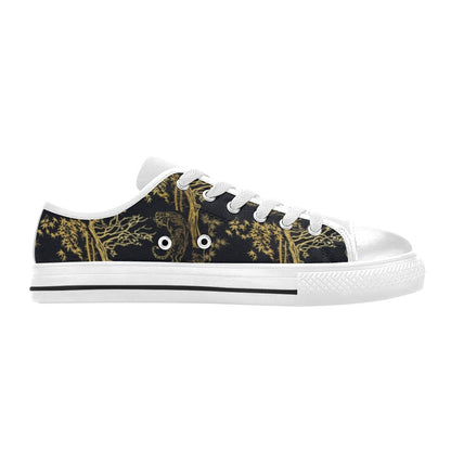 Tiger Gold Print Design LKS307 Women's White Low Top Shoes
