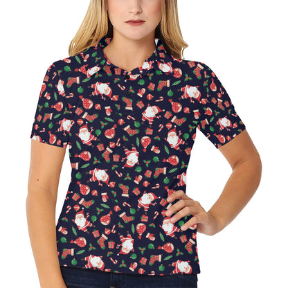 Santa Christmas Themed Print Design LKS304 Women's Polo Shirt