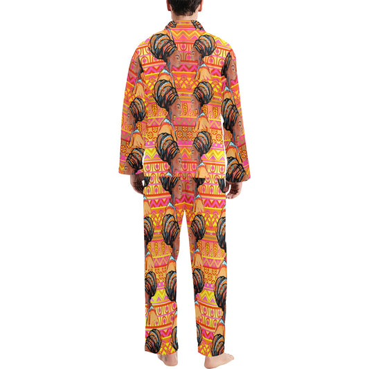 African Girl Aztec Men's Long Pajama Set
