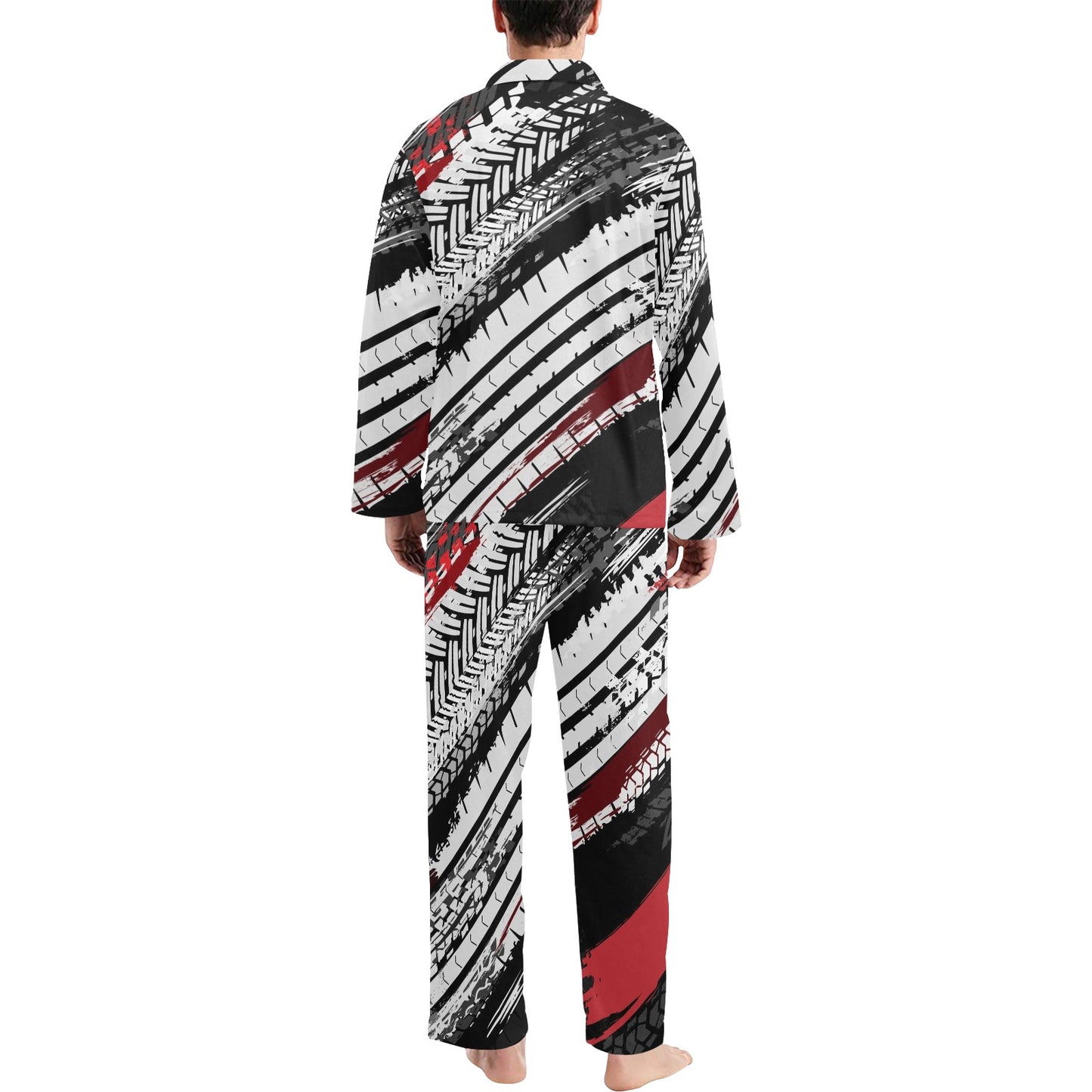 Racing Pattern Print Design A03 Men's Long Pajama Set