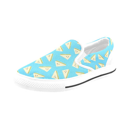 Sandwich Emoji Print Design LKS305 White Slip Ons Canvas Women's Shoes