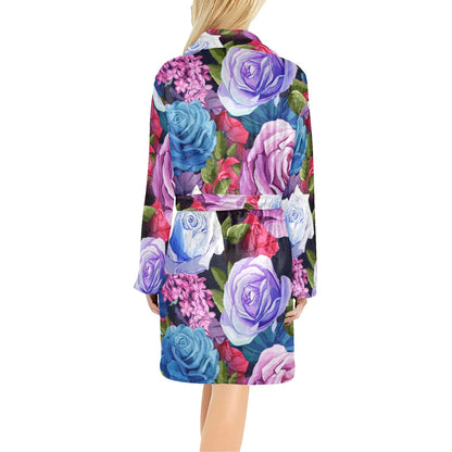 Rose Pattern Print Design RO09 Women's Fleece Robe