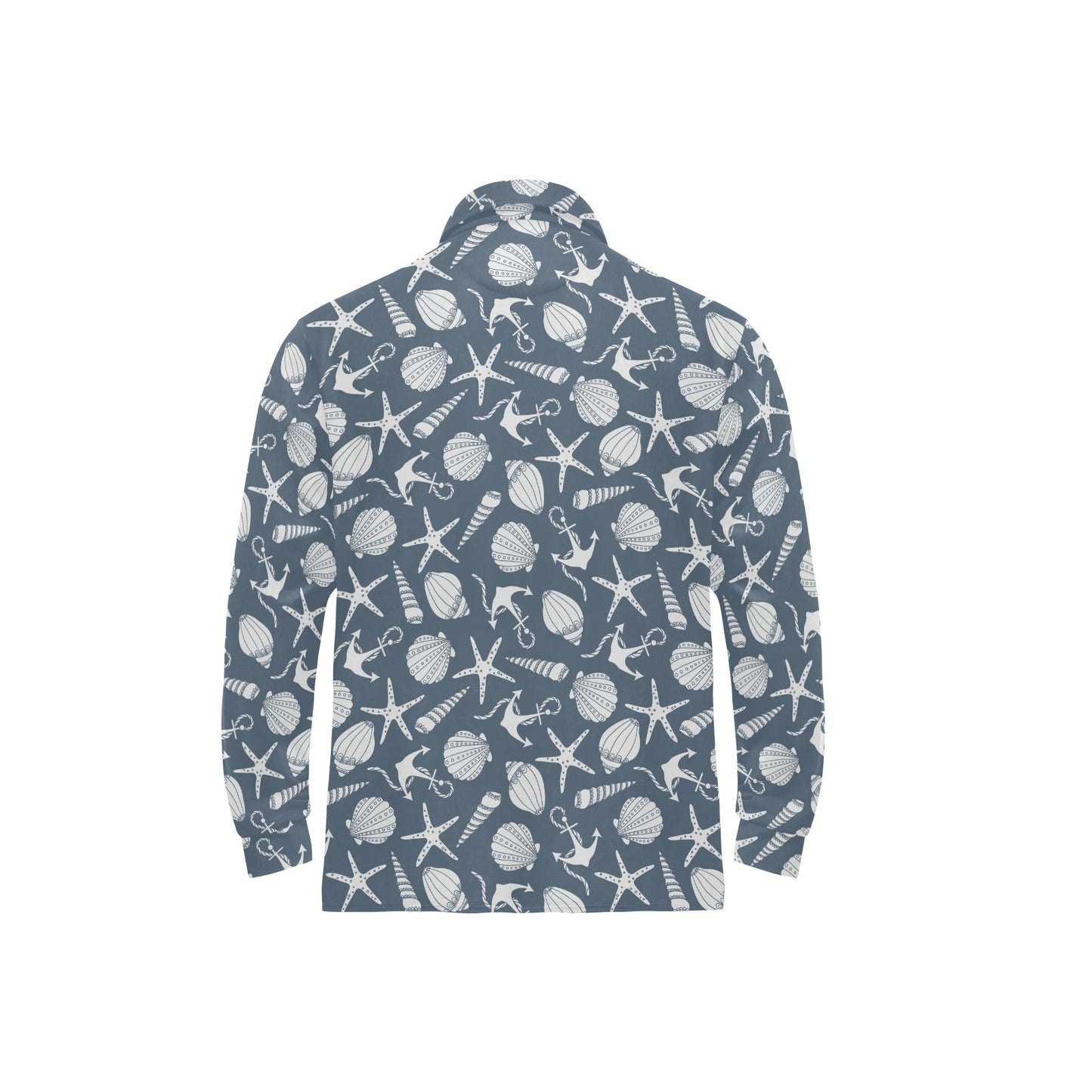 Seashell Print Design LKS306 Long Sleeve Polo Shirt For Men's