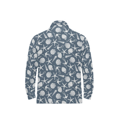 Seashell Print Design LKS306 Long Sleeve Polo Shirt For Men's