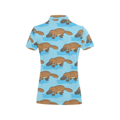 Platypus Pattern Print Design A02 Women's Polo Shirt