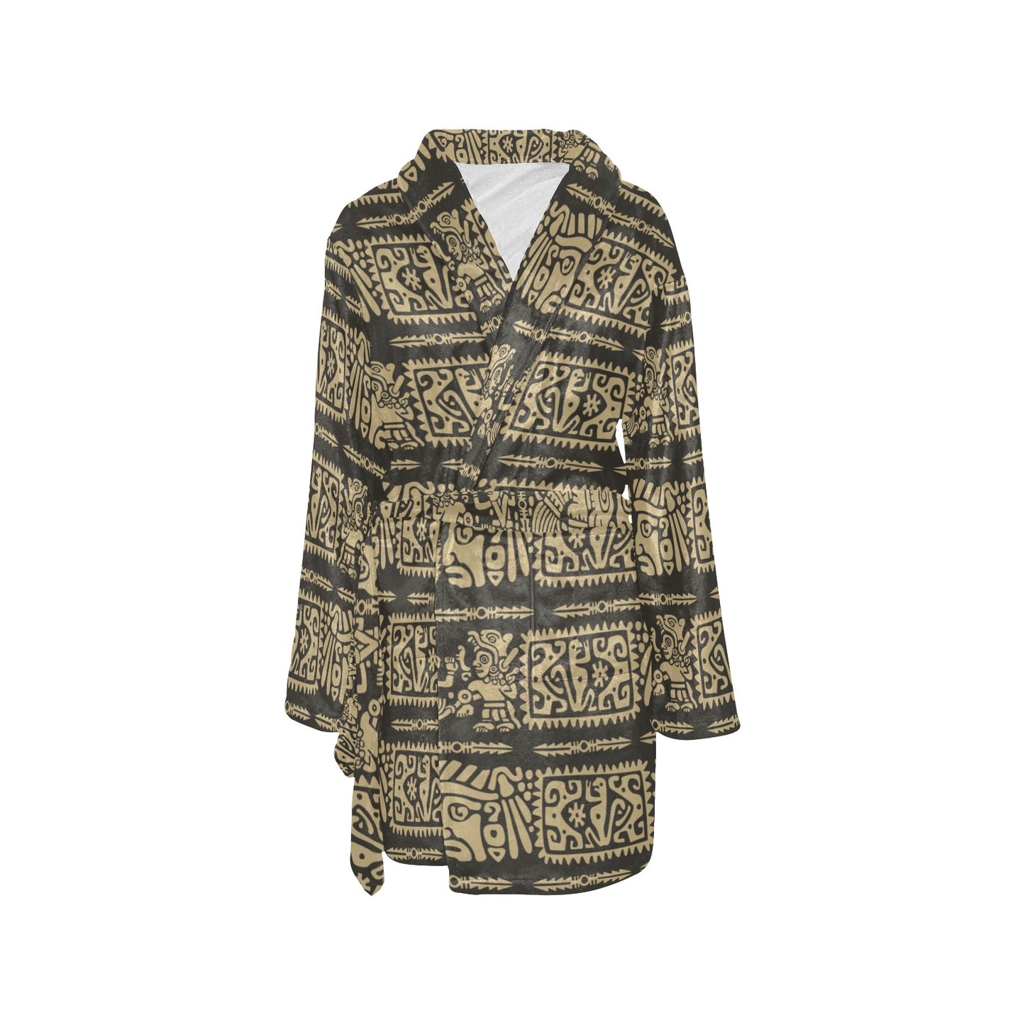 Mayan Pattern Print Design 02 Women's Fleece Robe