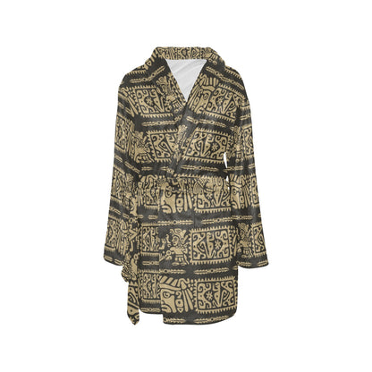 Mayan Pattern Print Design 02 Women's Fleece Robe