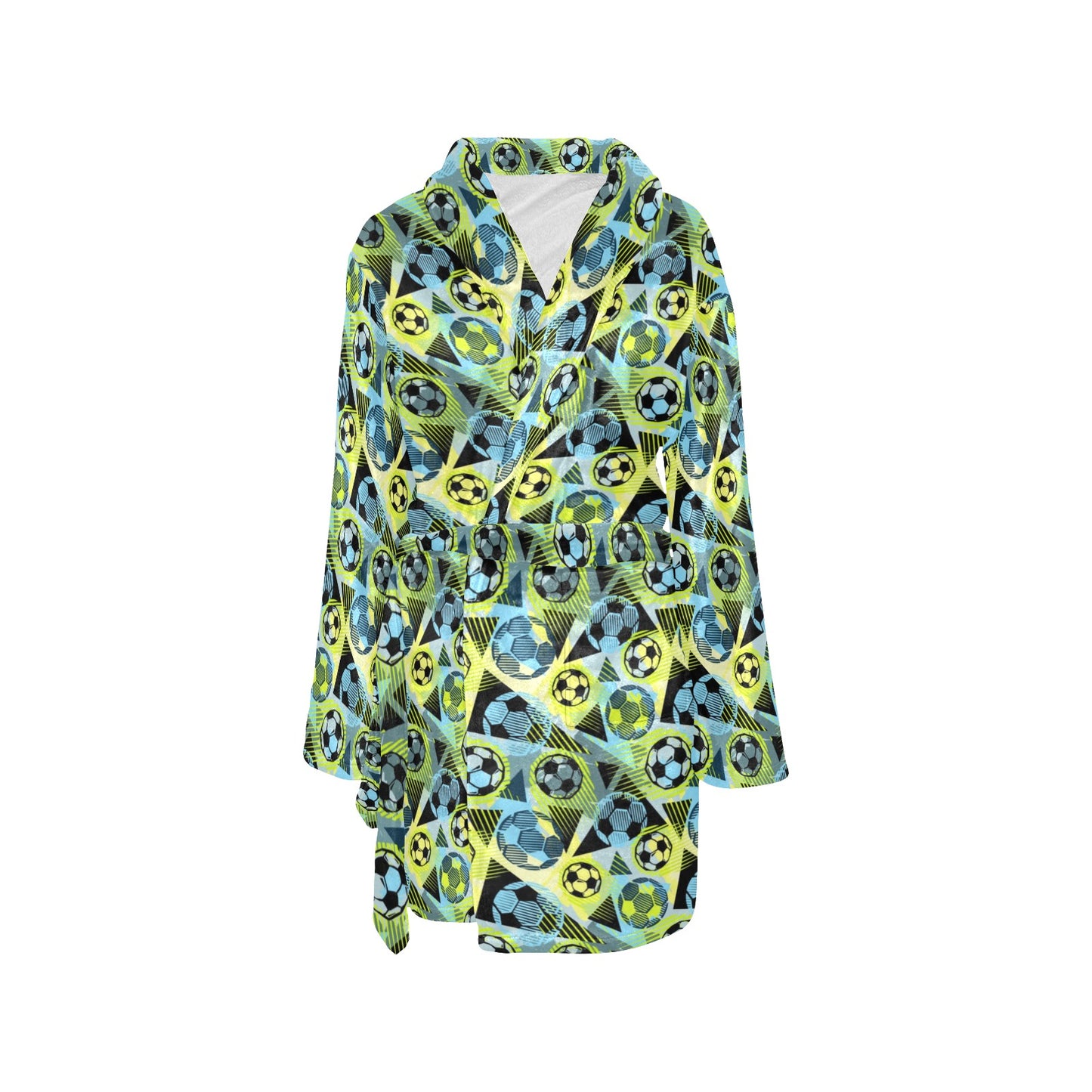 Soccer Ball Themed Print Design Women's Fleece Robe