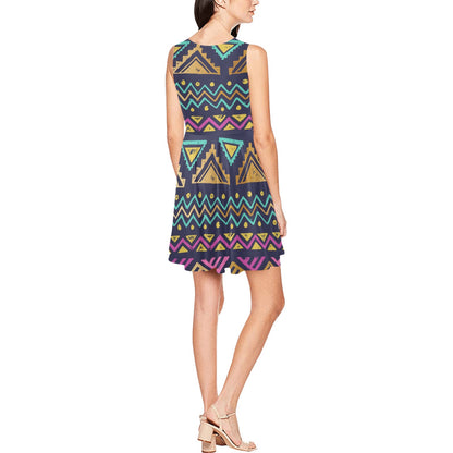 Multicolor Tribal aztec Sleeveless Dress
