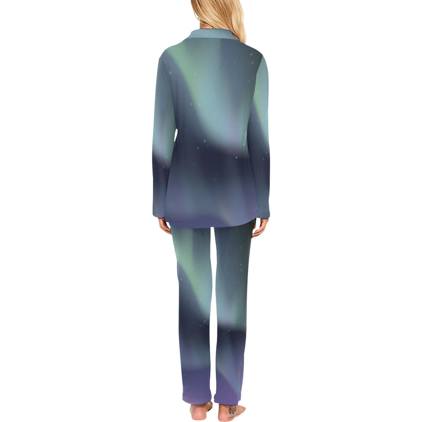Aurora Borealis Pattern Print Design 01 Women's Long Pajama Set