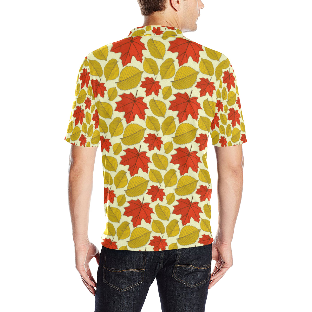 Elm Maple Leave Print Pattern Men Polo Shirt