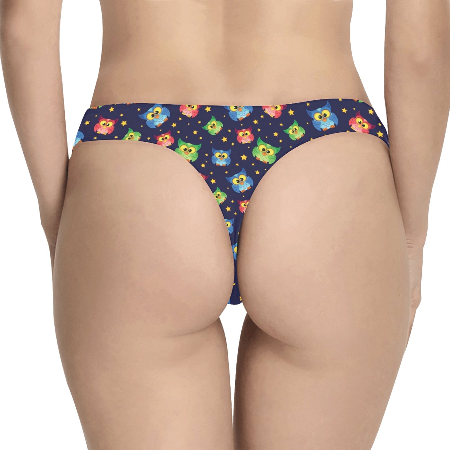 Owl with Star Themed Design Print Women's Thongs