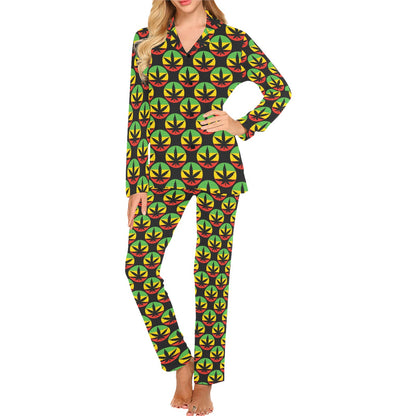 Rasta Reggae Color Design Women's Long Pajama Set