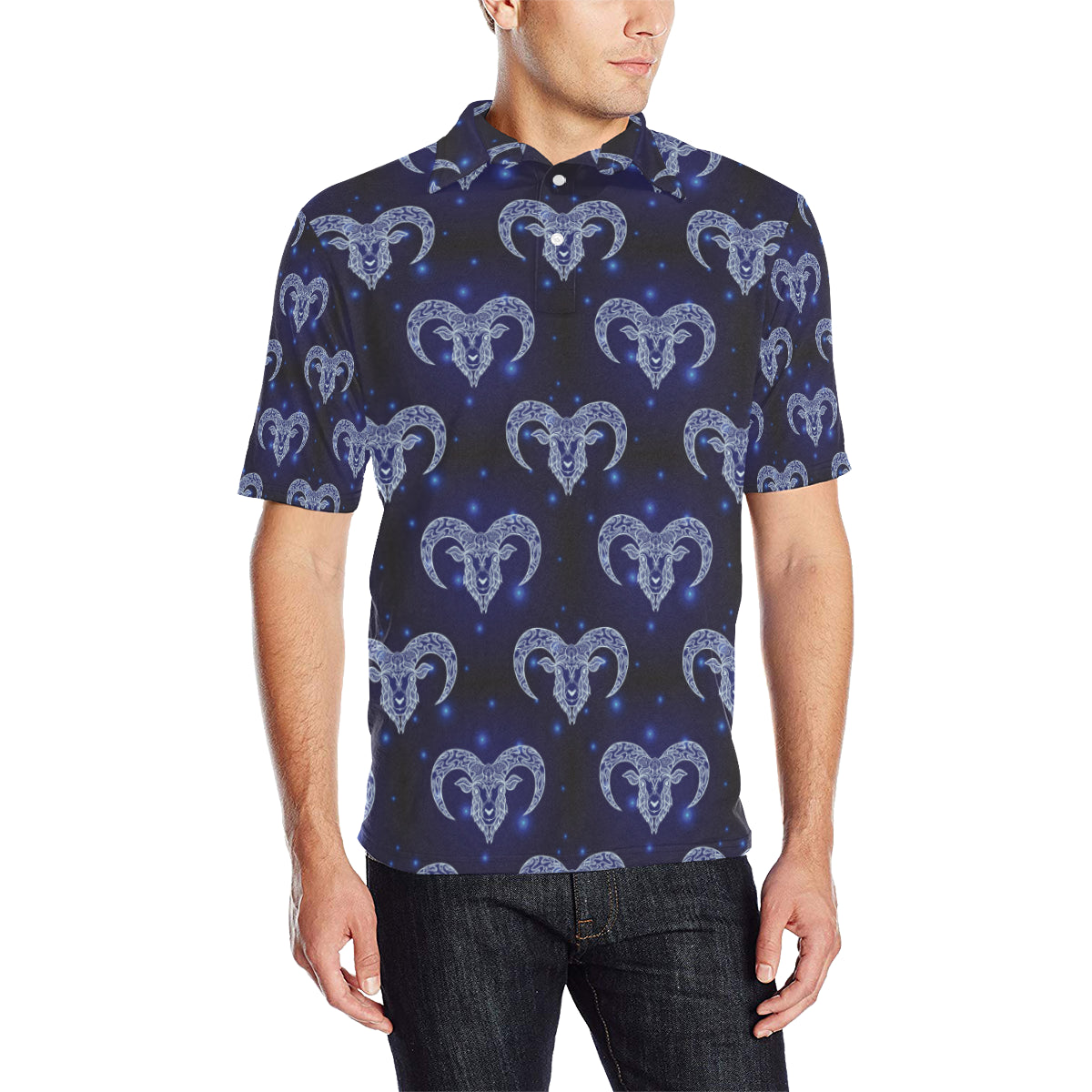 Aries Zodiac Pattern Print Design 01 Men Polo Shirt