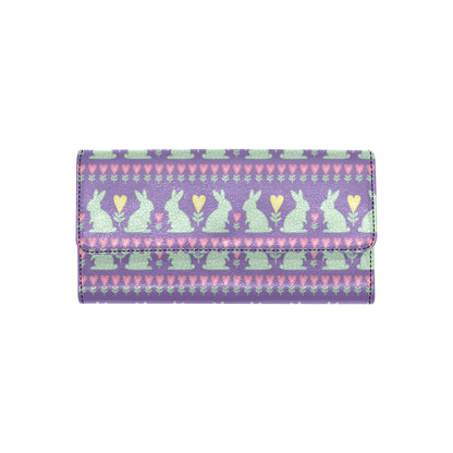 Rabbit Pattern Print Design RB01 Women's Trifold Wallet