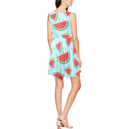 Watermelon Pattern Print Design WM03 Sleeveless Dress