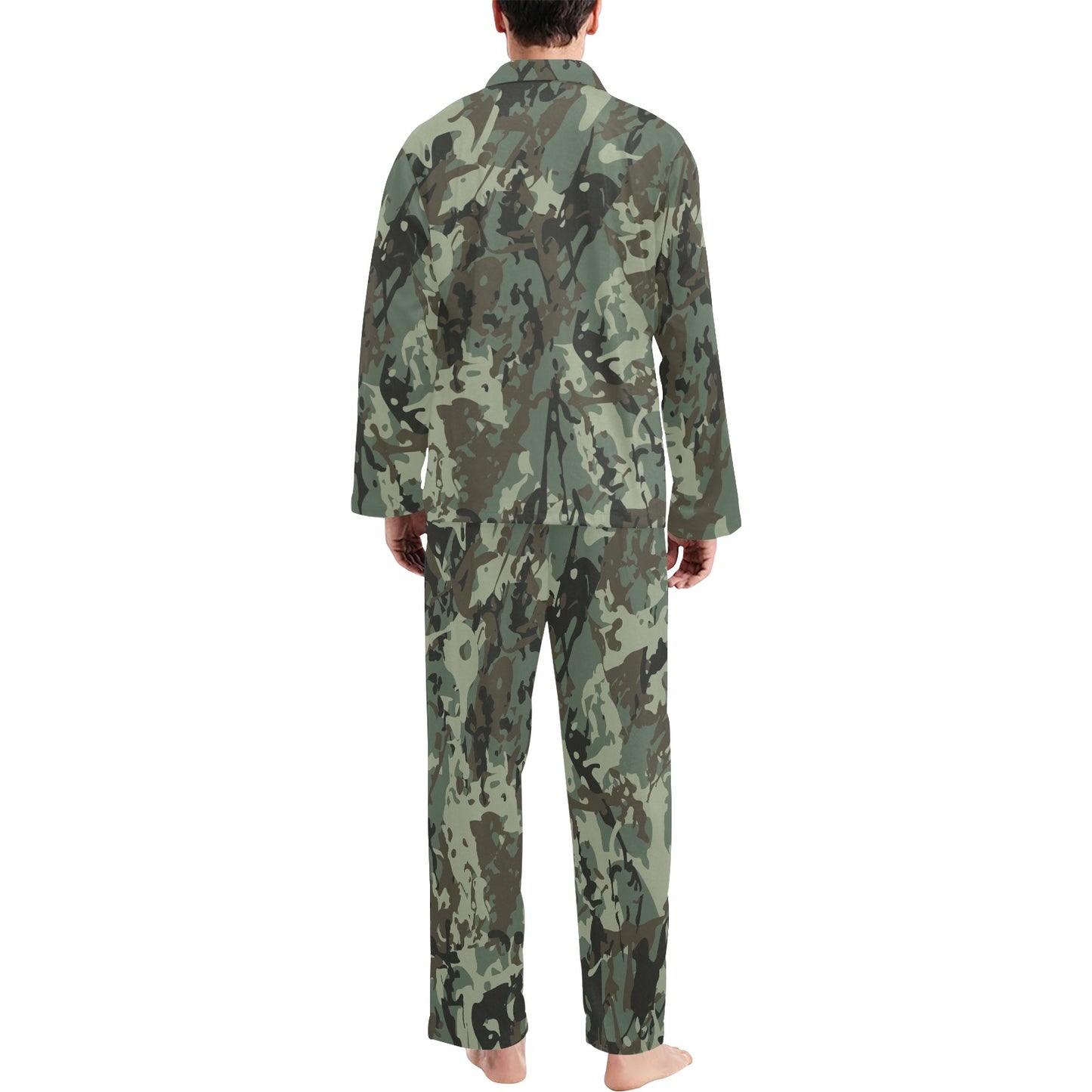Camouflage Pattern Print Design 06 Men's Long Pajama Set