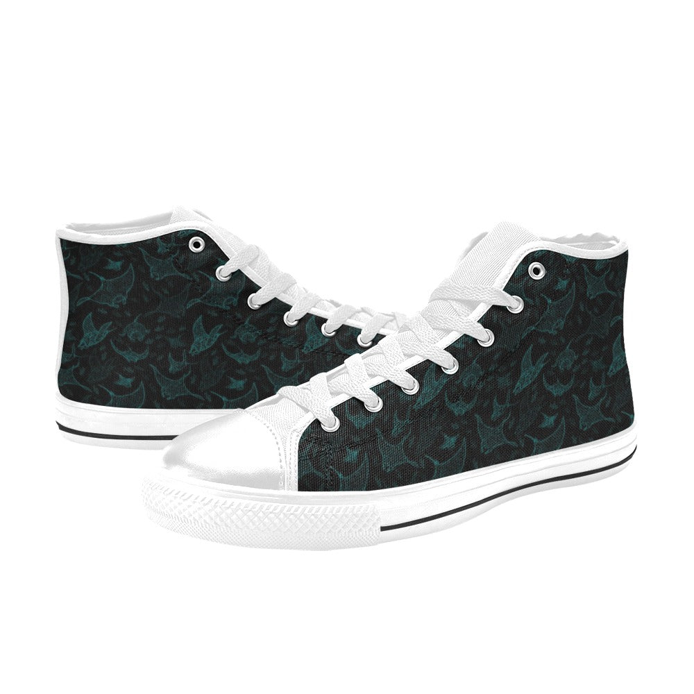 Manta Ray Print Design LKS402 Men's High Top Canvas Shoes