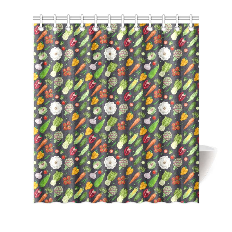 Vegan Pattern Themed Design Print Shower Curtain