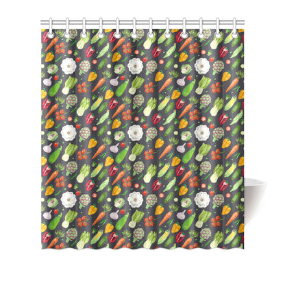 Vegan Pattern Themed Design Print Shower Curtain