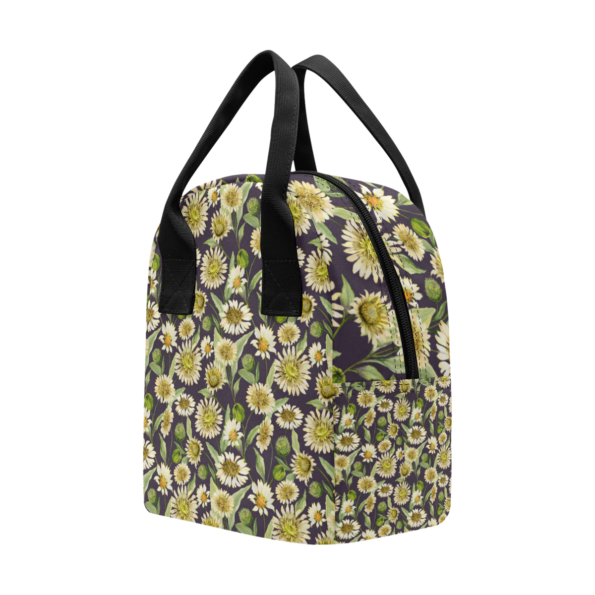 Daisy Vintage Print Pattern Insulated Lunch Bag